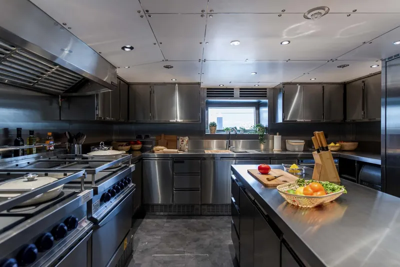 Slide: The Image of Modern stainless steel kitchen on 2026 Majesty 175 yacht, featuring sleek appliances and ample counter space. - 33