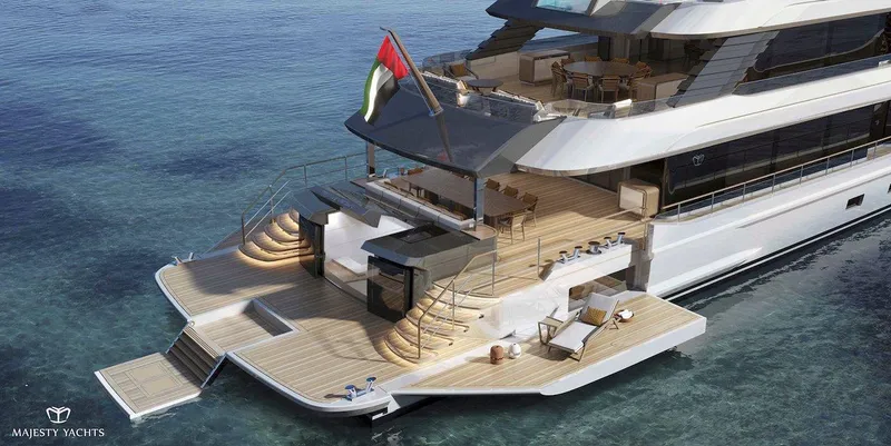 Slide: The Image of Luxurious 2026 Majesty 160 yacht with elegant deck design and modern amenities. - 3