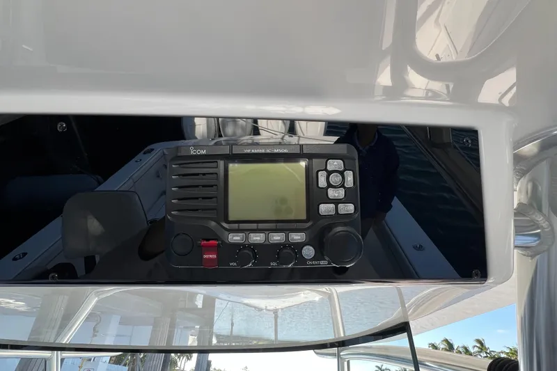 Slide: The Image of Boat radio system on 2021 Valhalla Boatworks V-41, featuring Icom marine equipment. - 26
