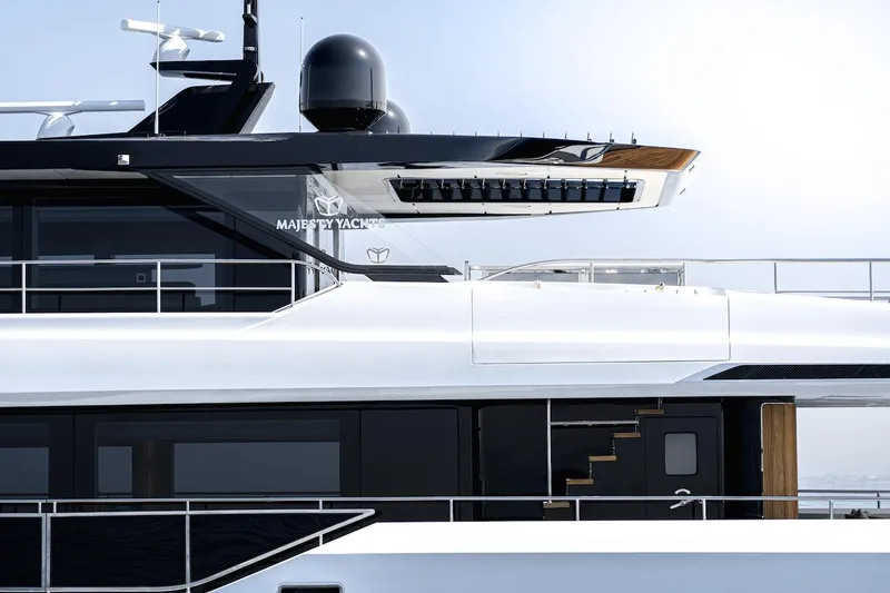 Slide: The Image of Majesty 111 yacht, 2026 model, sleek design with modern features and elegant exterior. - 8