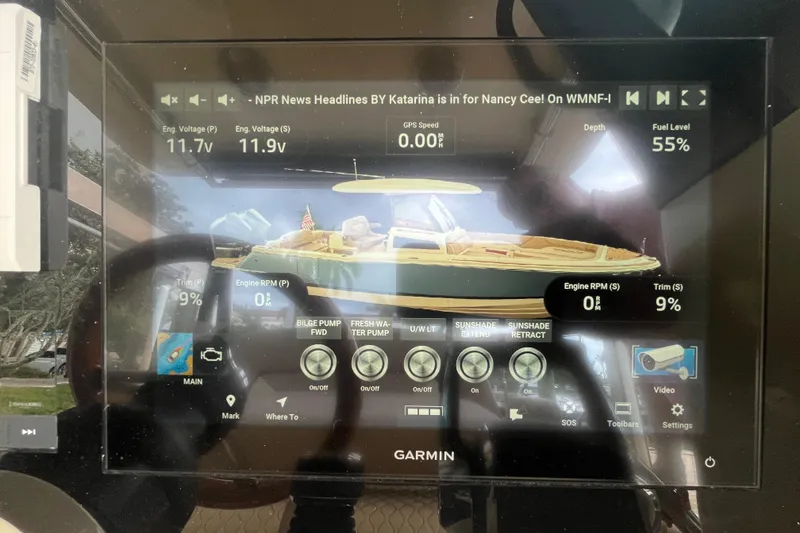 Slide: The Image of Garmin display showing 2025 Chris-Craft Catalina 28 boat controls and status indicators. - 20