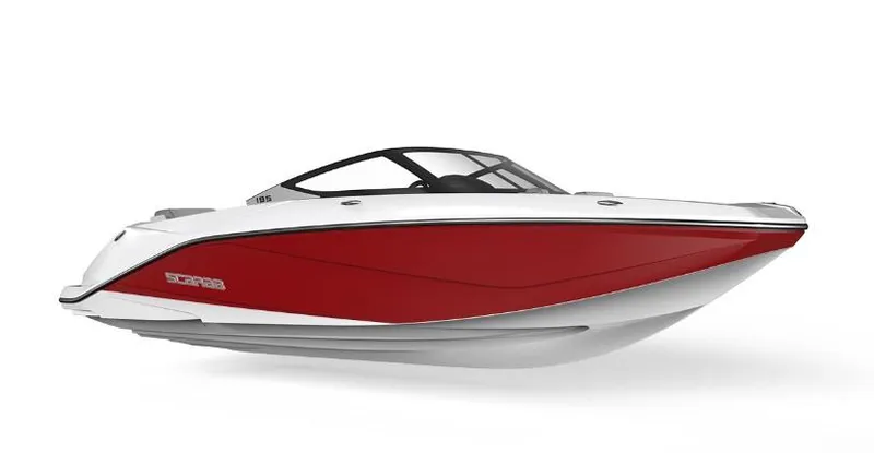 Slide: The Image of 2025 Scarab 195 SE boat, red and white design, side view. - 24
