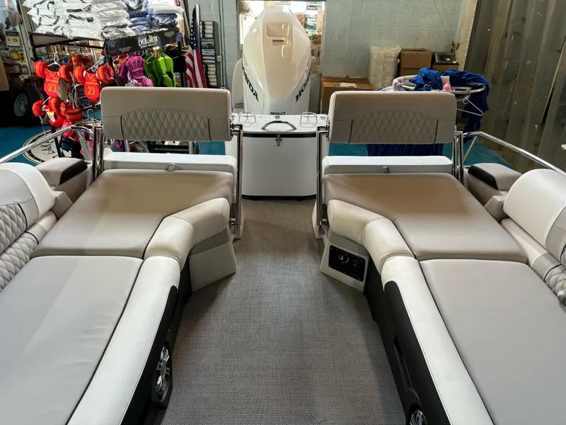 Slide: The Image of 2025 Avalon Catalina Quad Lounger Shift interior with plush seating and modern design. - 10