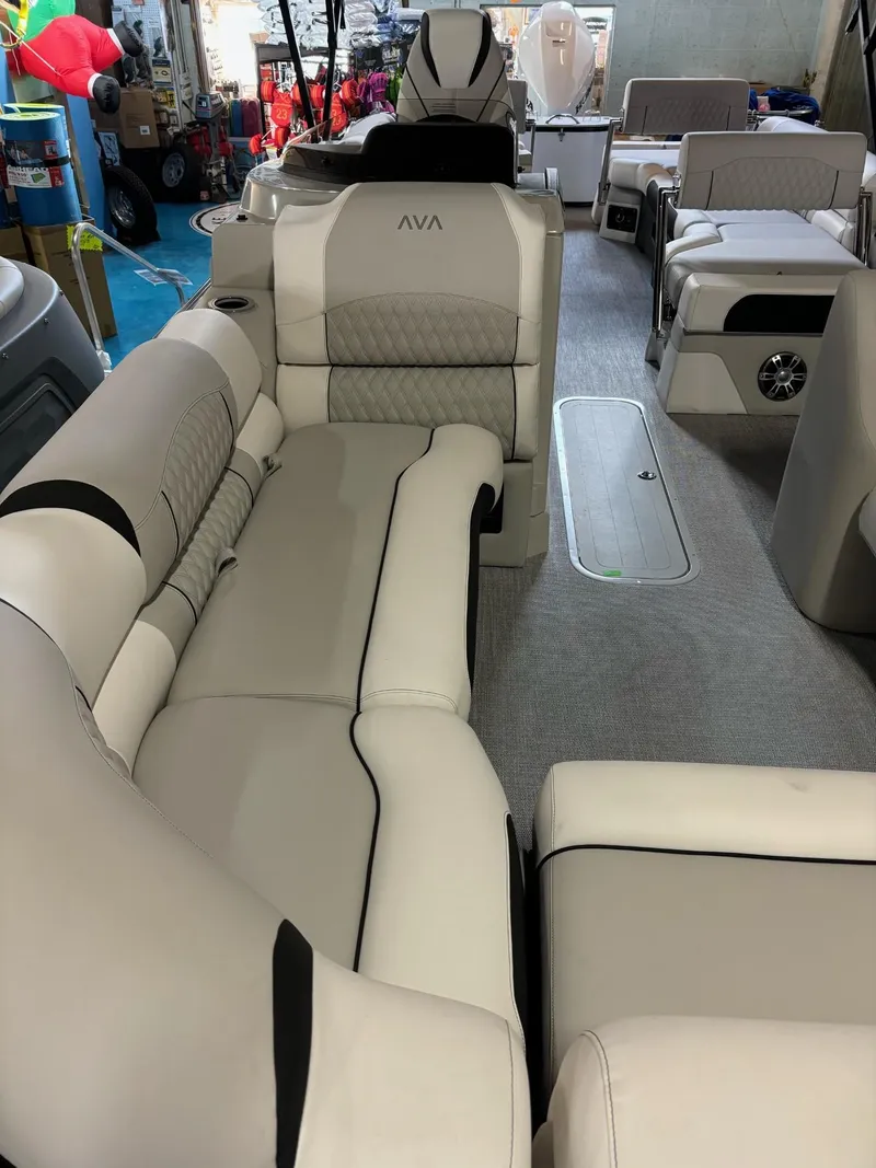 Slide: The Image of 2025 Avalon Catalina Quad Lounger Shift interior with plush seating and modern design. - 5