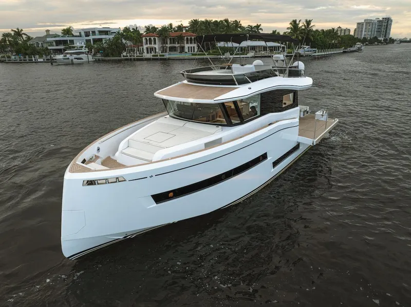 Slide: The Image of 2022 Pardo Yachts E60 cruising on a scenic waterway. - 11