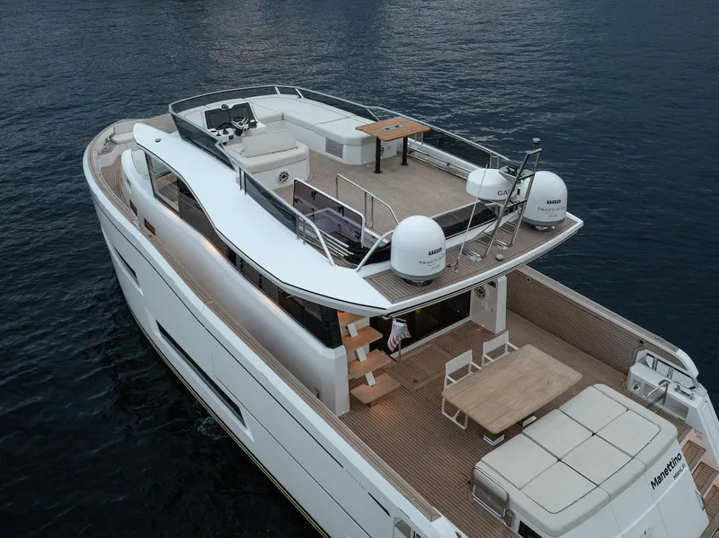 Slide: The Image of 2022 Pardo Yachts E60 luxury yacht with spacious deck and modern design on the water. - 16
