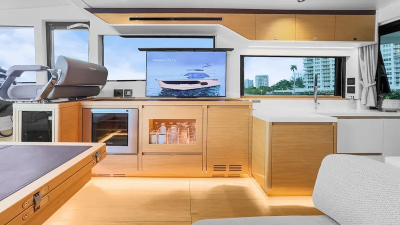 Slide: The Image of Luxurious interior of 2022 Pardo Yachts E60 with modern kitchen and sleek design. - 24