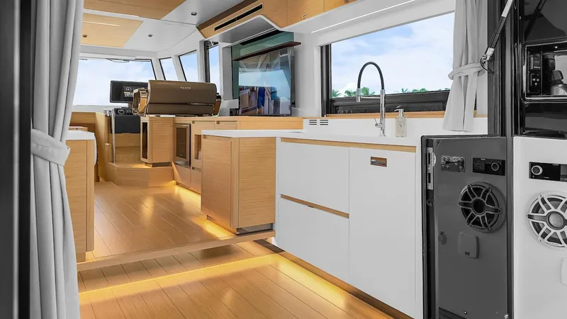 Slide: The Image of Luxurious interior of 2022 Pardo Yachts E60 with modern kitchen and sleek design. - 31