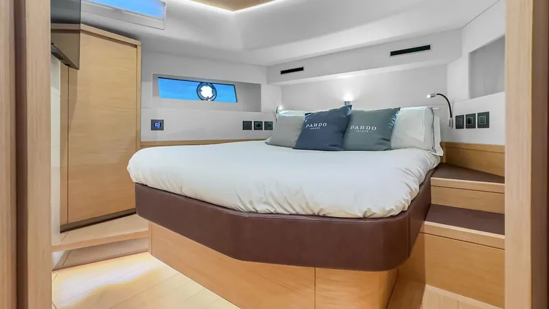 Slide: The Image of Luxurious bedroom interior of 2022 Pardo Yachts E60 with modern design and cozy bedding. - 39