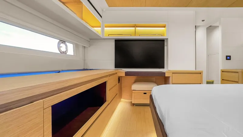 Slide: The Image of Luxurious interior of 2022 Pardo Yachts E60 with modern furnishings and sleek design. - 47