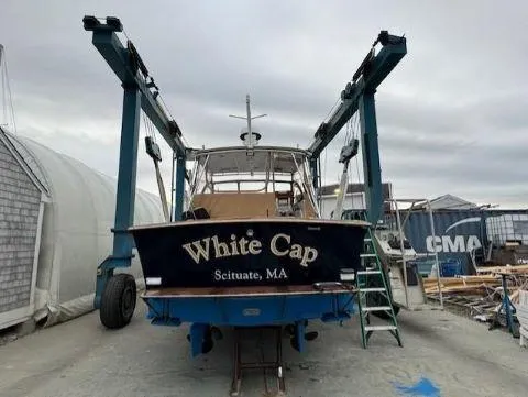 Slide: The Image of 1997 Fortier 33 HT Express boat "White Cap" in shipyard, Scituate, MA. - 11