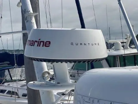 Slide: The Image of Radar equipment on a 1997 Fortier 33 HT Express boat. - 26