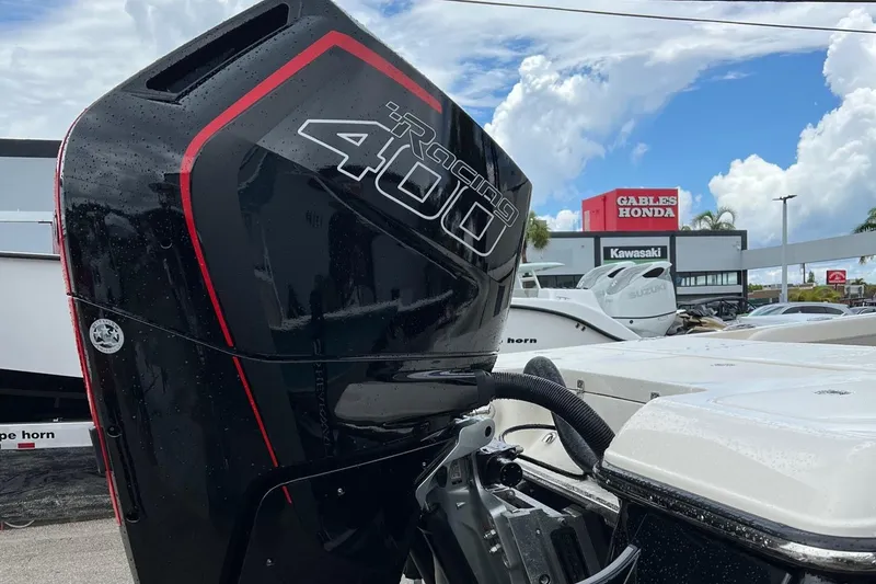 Slide: The Image of 2024 ShearWater 260 Carolina Flare with powerful 400R outboard engine. - 7