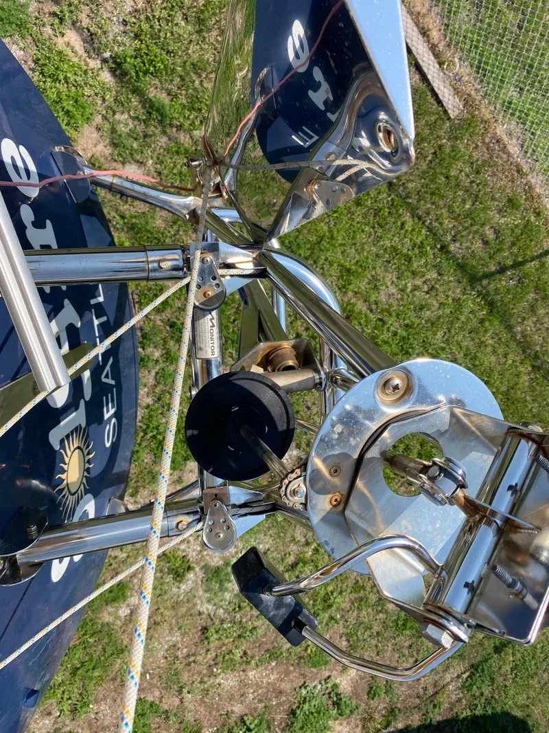 Slide: The Image of Close-up of 1972 Ericson 39 Flushdeck yacht hardware and rigging. - 30