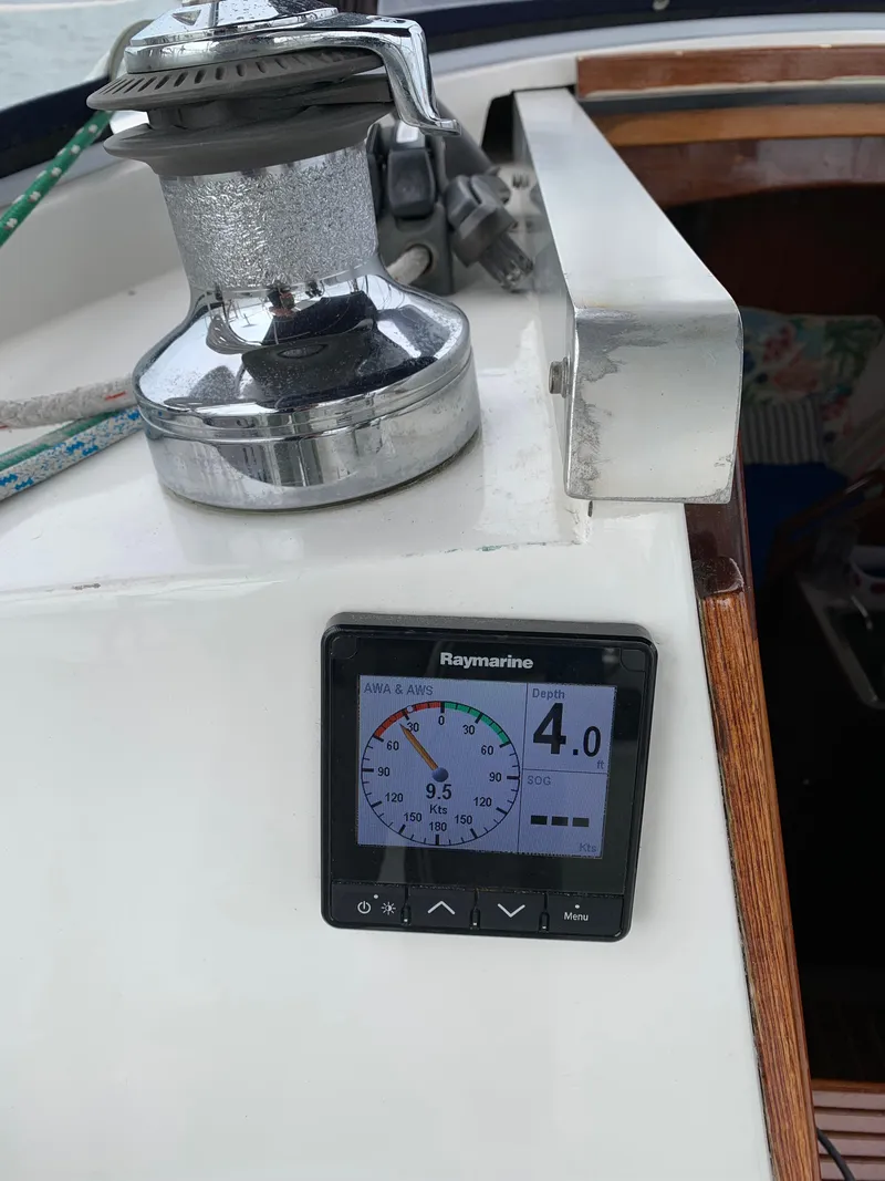 Slide: The Image of Raymarine display and winch on 1972 Ericson 39 Flushdeck sailboat. - 50