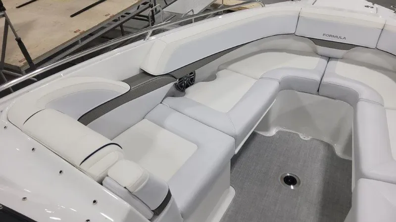 Slide: The Image of 2024 Formula 270 Bowrider with sleek white seating and modern design. - 35