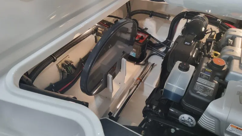 Slide: The Image of 2024 Formula 270 Bowrider engine compartment with visible components and wiring. - 45