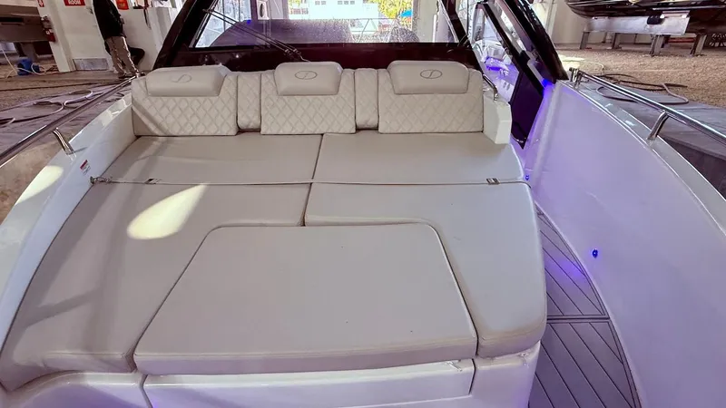 Slide: The Image of Luxurious seating area on 2025 Schaefer 375 yacht with elegant upholstery. - 10