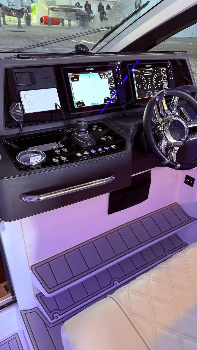 Slide: The Image of Modern Schaefer 375 yacht cockpit with advanced navigation system, 2025 model. - 30