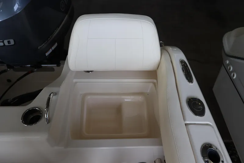 Slide: The Image of 2024 Grady-White Fisherman 216 boat seat and storage compartment detail. - 11