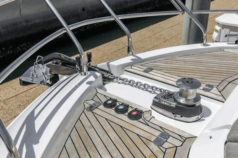 Slide: The Image of Azimut 60 Flybridge 2021 yacht deck with anchor and winch system. - 37