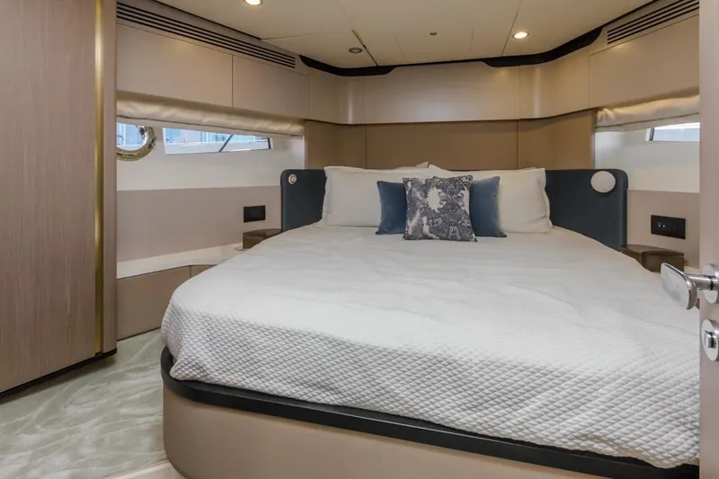 Slide: The Image of Luxurious bedroom interior of 2021 Azimut 60 Flybridge yacht. - 49