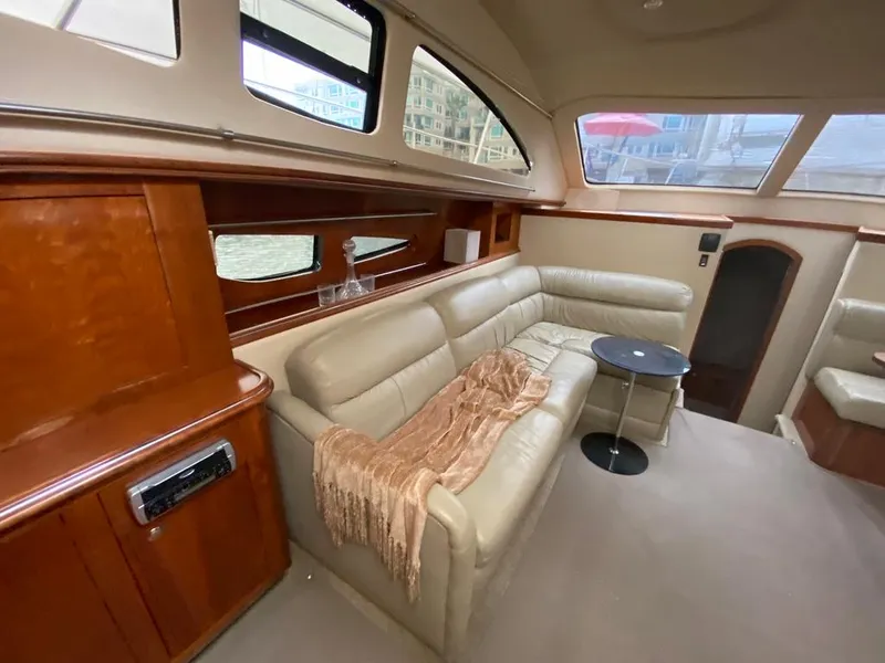 Slide: The Image of Luxurious interior of 2005 Cruisers Yachts 405 Express Motoryacht with leather seating. - 20
