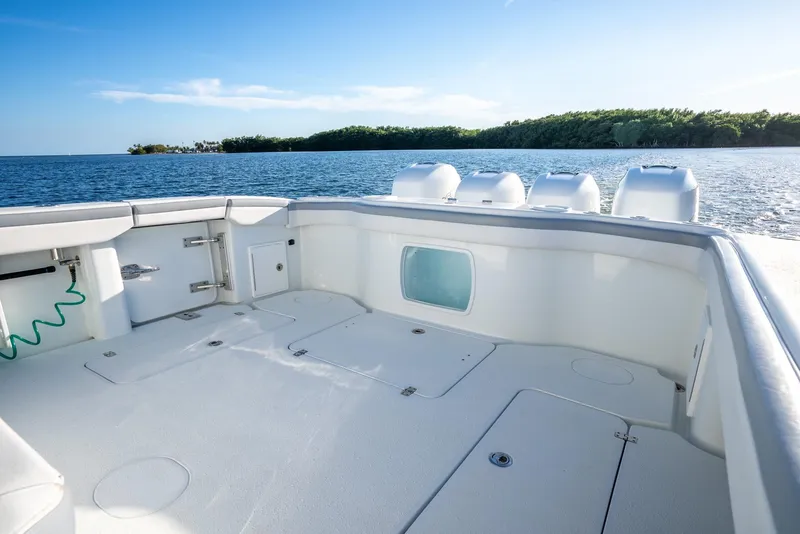 Slide: The Image of 2021 Yellowfin 42 boat deck with ocean view and clear sky. - 29