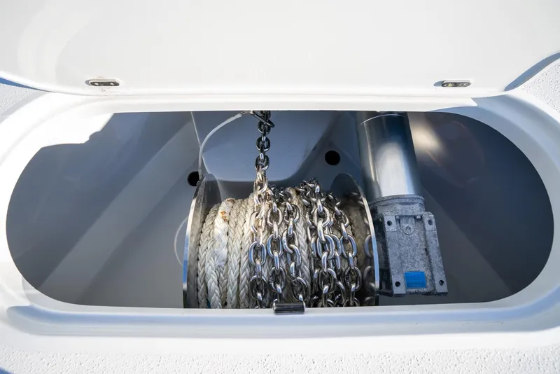 Slide: The Image of Anchor chain compartment of 2021 Yellowfin 42 boat. - 46