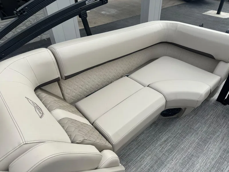 Slide: The Image of Luxurious seating on 2025 Bennington 22MFB boat with elegant upholstery and modern design. - 28
