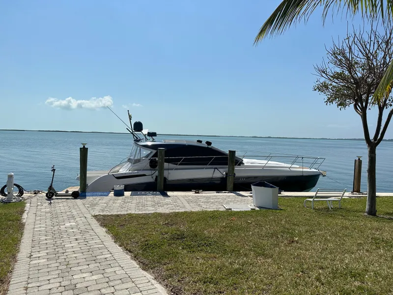 Slide: The Image of Azimut Atlantis 45 yacht docked by the water, 2021 model, sunny day. - 16