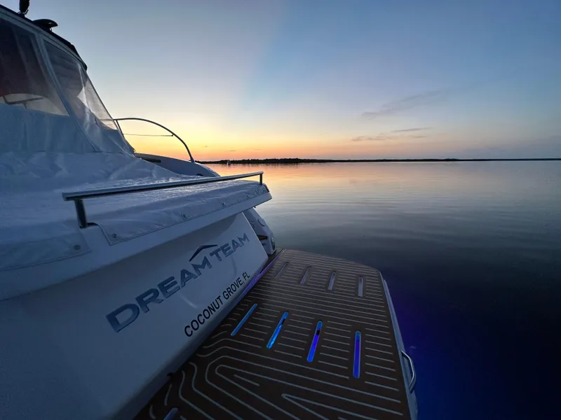 Slide: The Image of Azimut Atlantis 45 yacht at sunset, serene waters, 2021 model. - 32