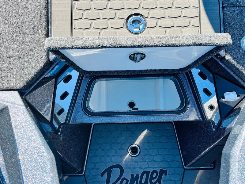 Slide: The Image of 2025 Ranger Z520R Cup-Equipped boat interior with storage compartment. - 24