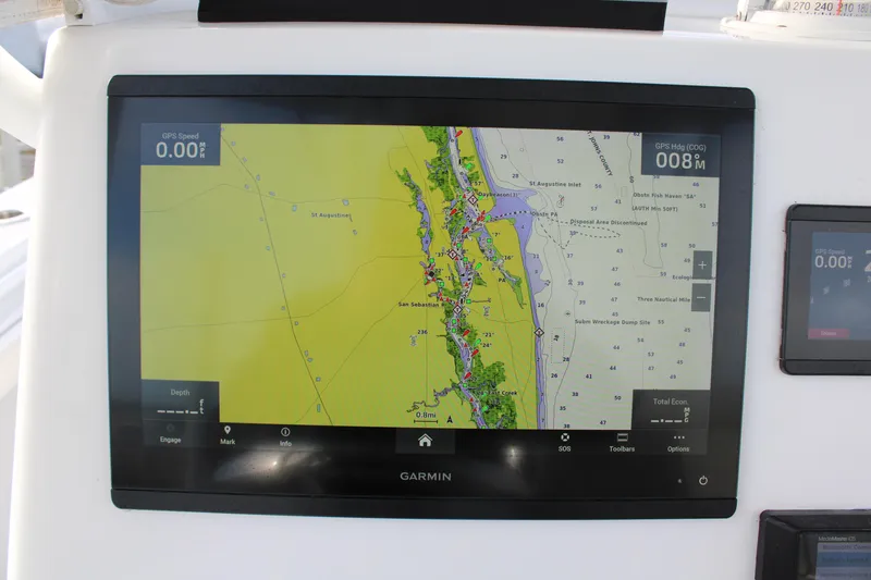 Slide: The Image of Garmin navigation display on 2023 Front Runner 33 Center Console boat. - 21