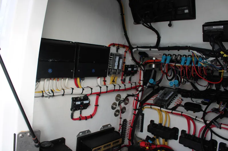 Slide: The Image of 2023 Front Runner 33 Center Console electrical wiring and components. - 41