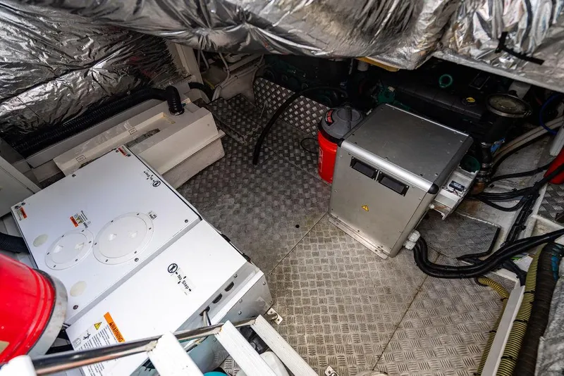 Slide: The Image of Engine room of 2012 Princess V45 yacht with equipment and wiring. - 40