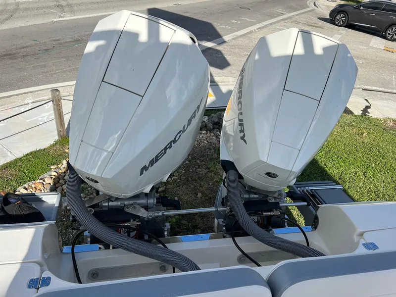 Slide: The Image of 2024 ShearWater 270 SS Open Carolina with twin Mercury outboard engines. - 13