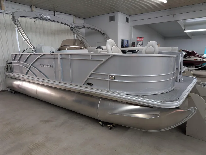 The Image of 2025 Sylvan Mirage Fish 820 Party Fish pontoon boat in showroom. - 0