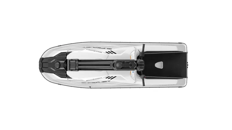 Slide: The Image of 2025 Waverunner SUPERJET, top view, sleek white design with black accents. - 3