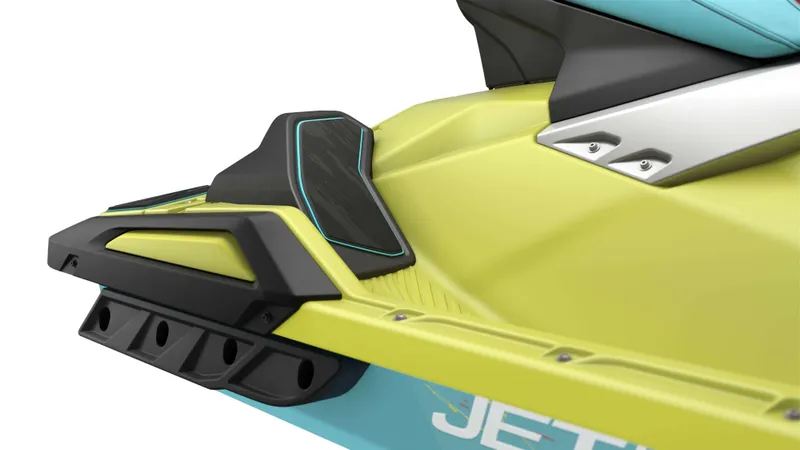 Slide: The Image of 2025 Waverunner JETBLASTER PRO 3UP, vibrant yellow and blue design, rear view. - 14