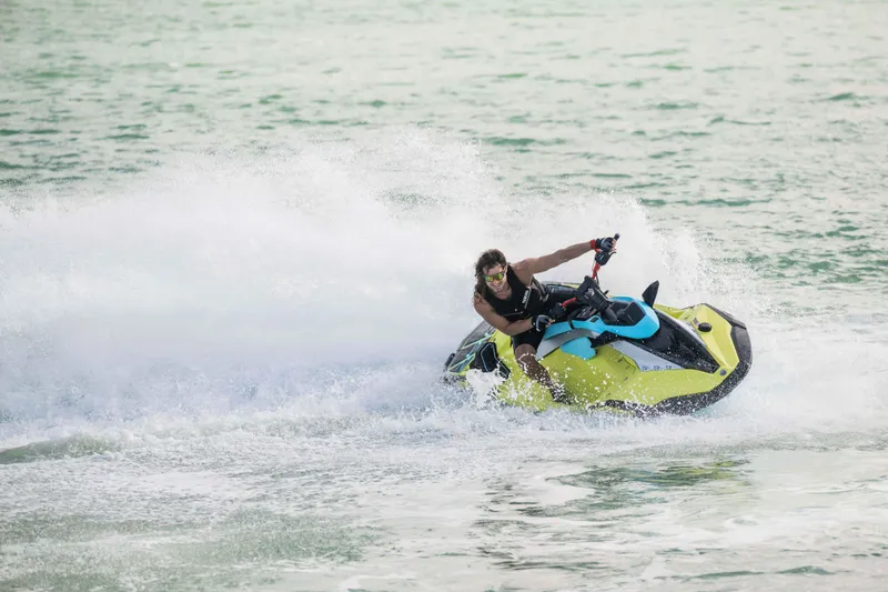 Slide: The Image of Person riding 2025 Waverunner JETBLASTER PRO 3UP on water, creating dynamic splash. - 19