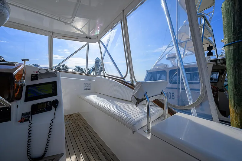 Slide: The Image of Interior of 2008 Jersey Cape Devil 36 boat with navigation equipment and seating. - 18