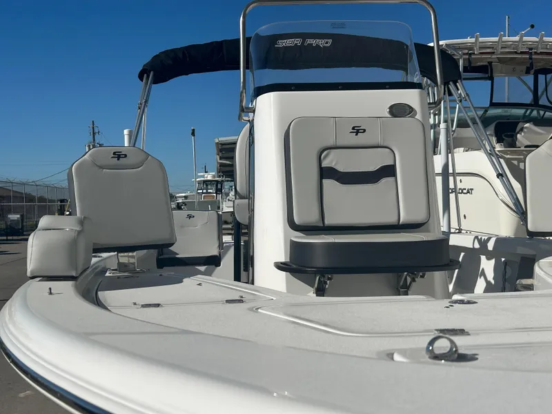 Slide: The Image of 2025 Sea Pro 210 Bay boat with sleek design and comfortable seating. - 19