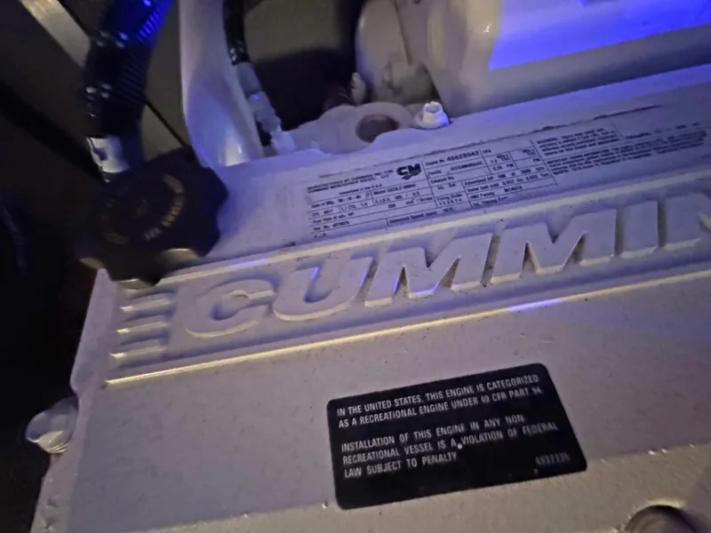 Slide: The Image of Cummins engine in 2007 Sea Ray 44 Sedan Bridge, close-up view. - 63