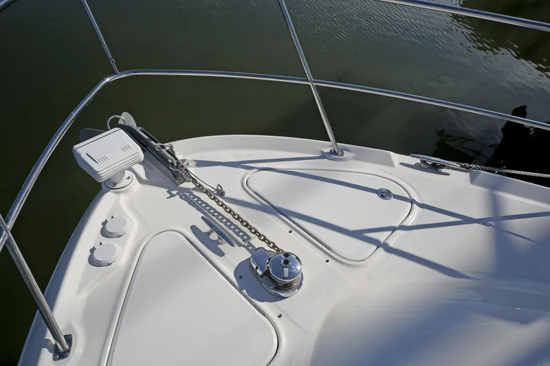 Slide: The Image of 2007 Sea Ray 44 Sedan Bridge bow with anchor and railing. - 9