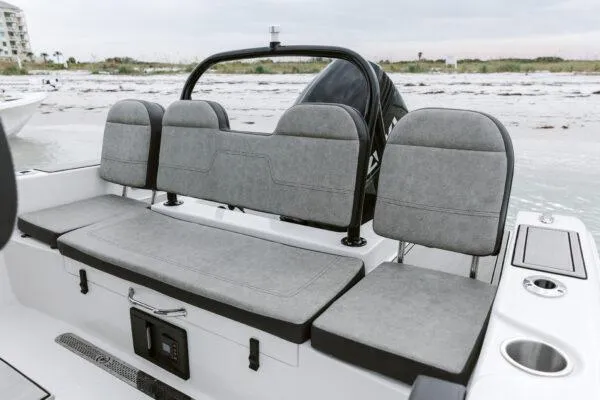 Slide: The Image of 2025 Sea Pro 245 FLX boat with comfortable seating and modern design. - 7