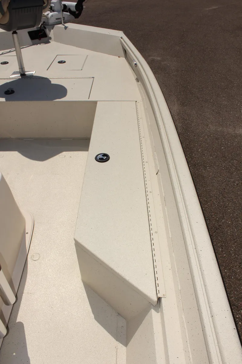 Slide: The Image of 2020 Alumacraft 20 Coastal Bay boat deck, beige finish, spacious layout. - 30