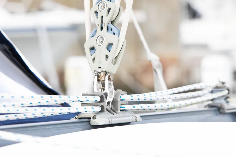 Slide: The Image of Close-up of sailing rigging on a 2008 Beneteau 43 yacht. - 25