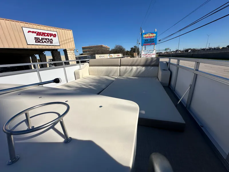 Slide: The Image of 2025 Avalon Catalina Cruise Funship - 27' pontoon boat with spacious seating and sunny deck. - 40