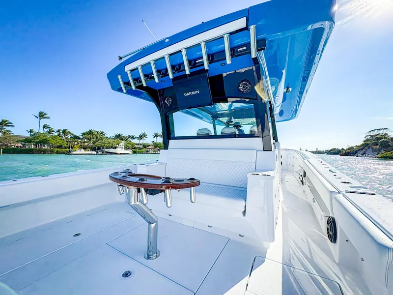 Slide: The Image of 2025 HCB 48 Campeon boat with sleek design, spacious deck, and modern amenities. - 6